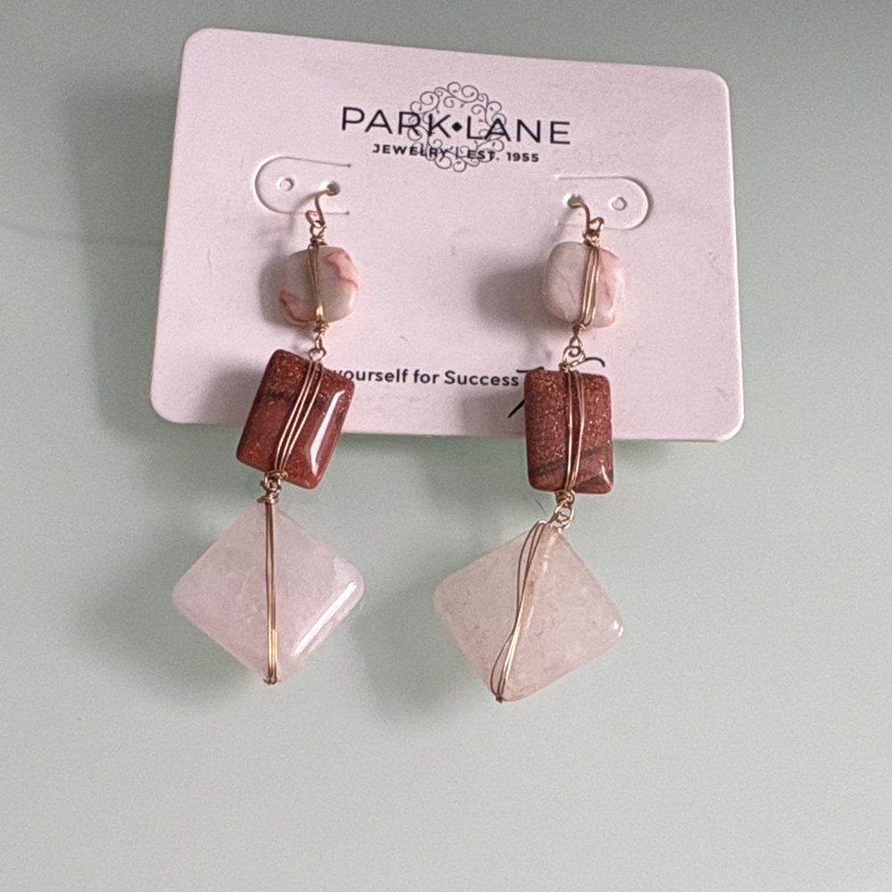 Park Lane Earrings with Pink and Brown Accents